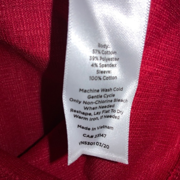 Talbots Petite red textured bateau neck Round neckline top sz PP 3/4 lace sleeve - Picture 6 of 6